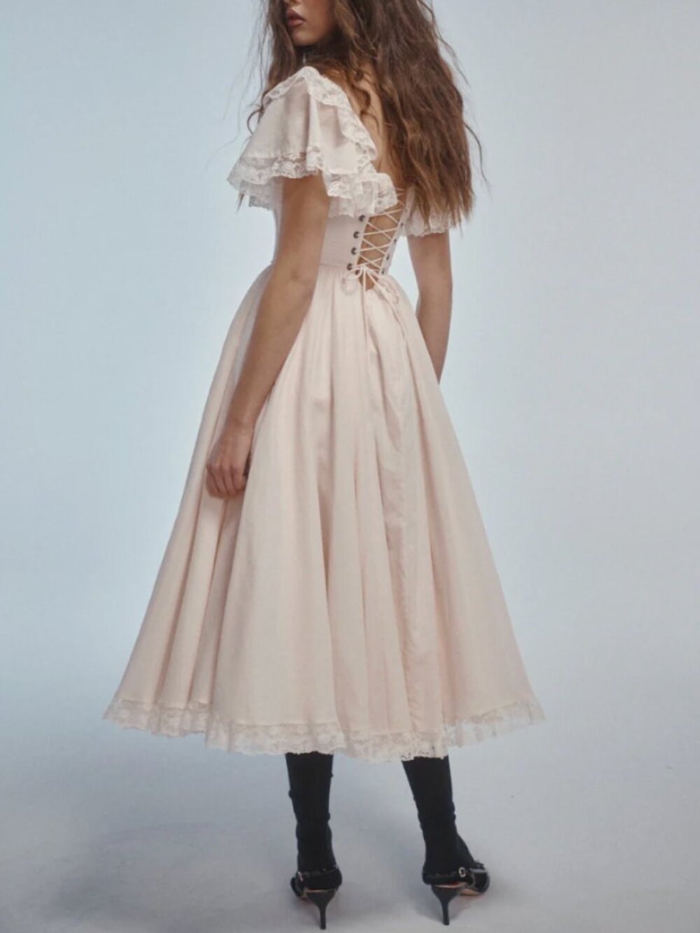 BEST Selkie The Lickety Split Cupid Midi Dress Large Pale Pink - Picture 2 of 10